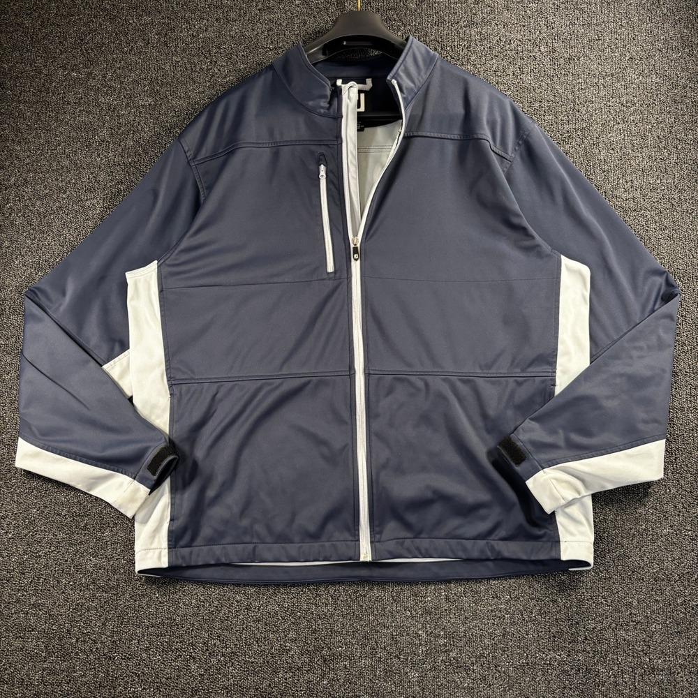 FootJoy Men's XL Full Zip Golf Jacket Navy Blue White Performance Windbreaker